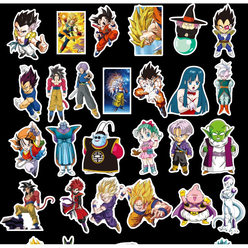 Bộ 100 Tấm Sticker Dragon Ball Chống Thấm Nước Dán Nón Bảo Hiểm, Vali, Xe, Laptop