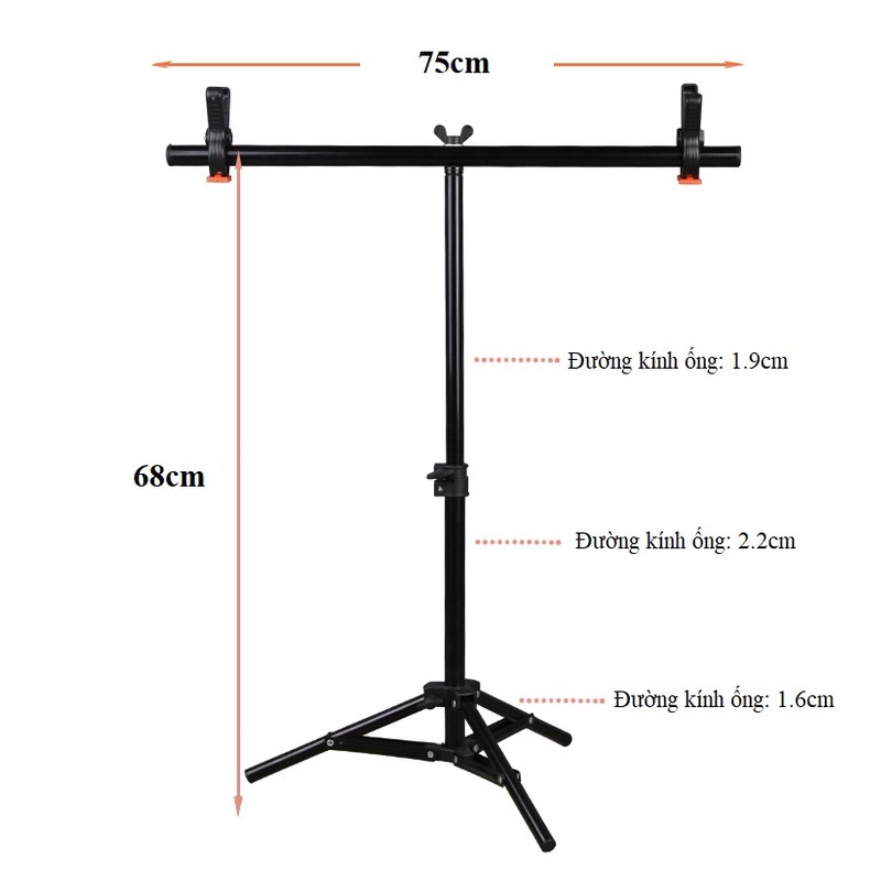Giá treo phông chữ T 66x75cm, 120x200cm