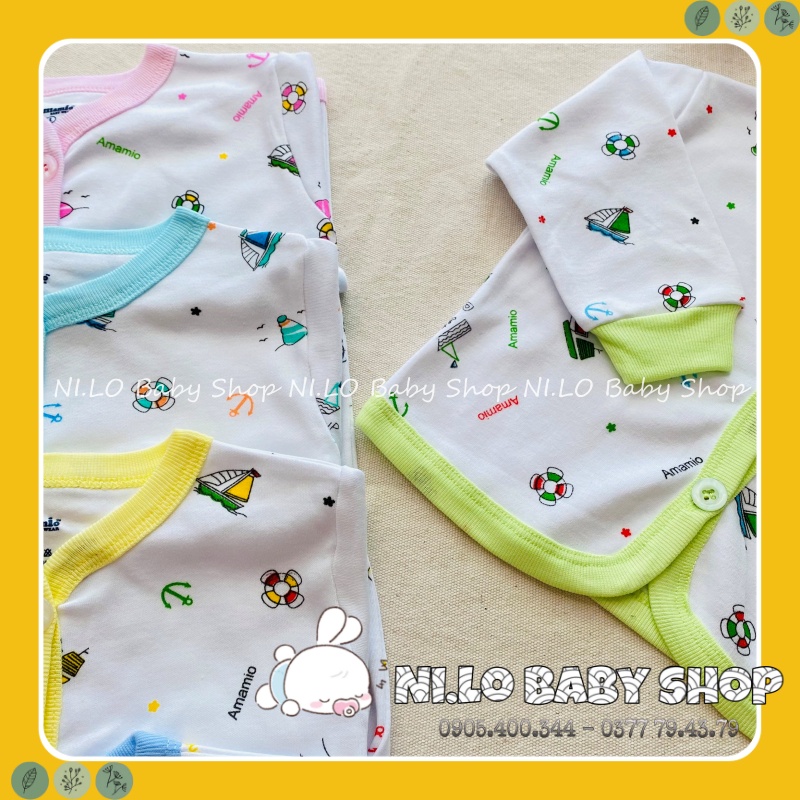 (Hàng chuẩn loại 1) Áo khoác dài tay AMAMIO thu đông họa tiết in rơi, vải cotton 2 lớp siêu thấm hút cho trẻ sơ sinh