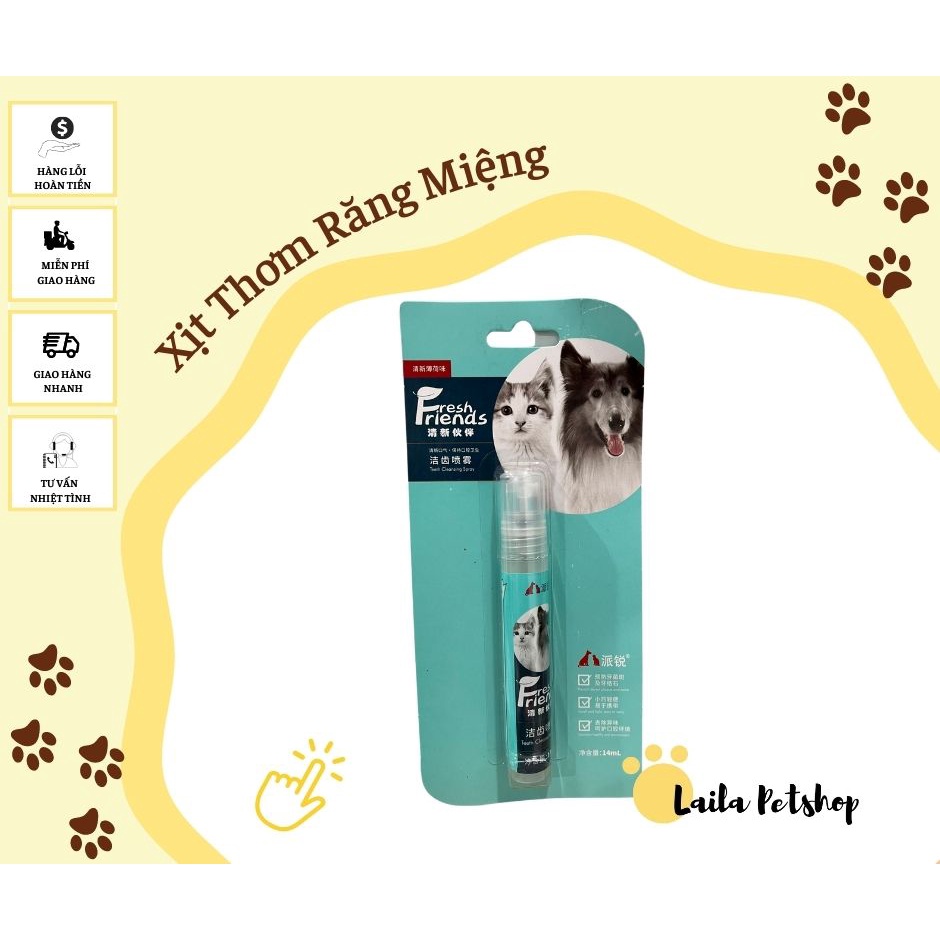 Xịt Thơm Miệng Chó Mèo Fresh Friends 14ml - Laila Petshop