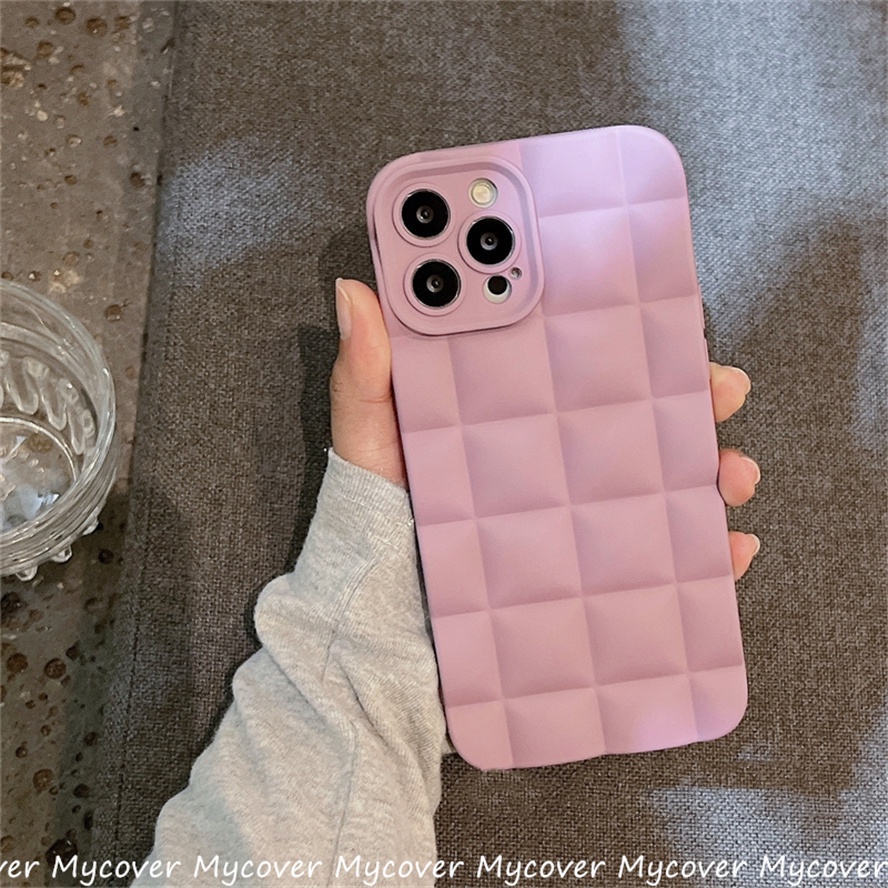 Ốp Điện Thoại Silicone Mềm Chống Sốc Họa Tiết Lưới Màu Trơn Cho iPhone 11 12 13 Pro Max X Xr Xs 8 7 6 Plus SE 2020