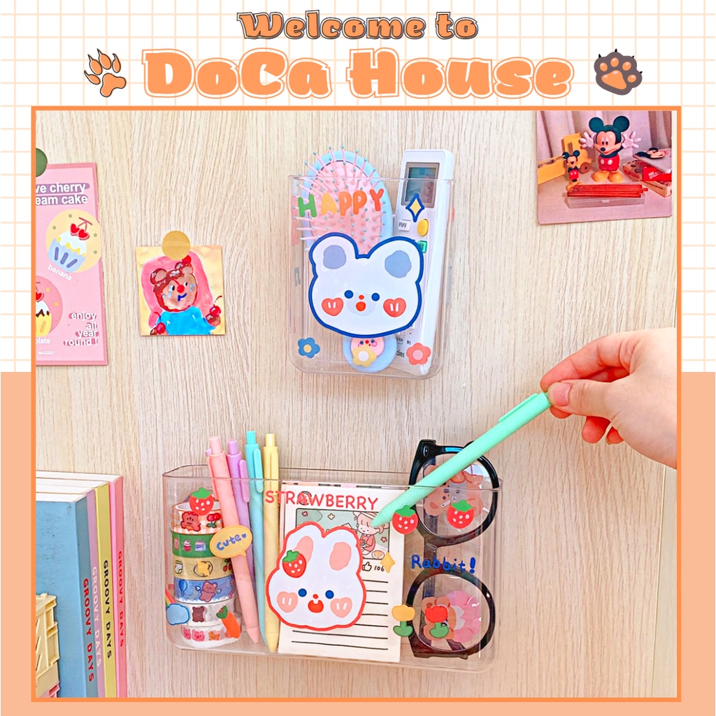 Hộp đựng bút trong suốt treo tường, kệ đựng đồ decor tiện lợi (tặng sticker) - DC49