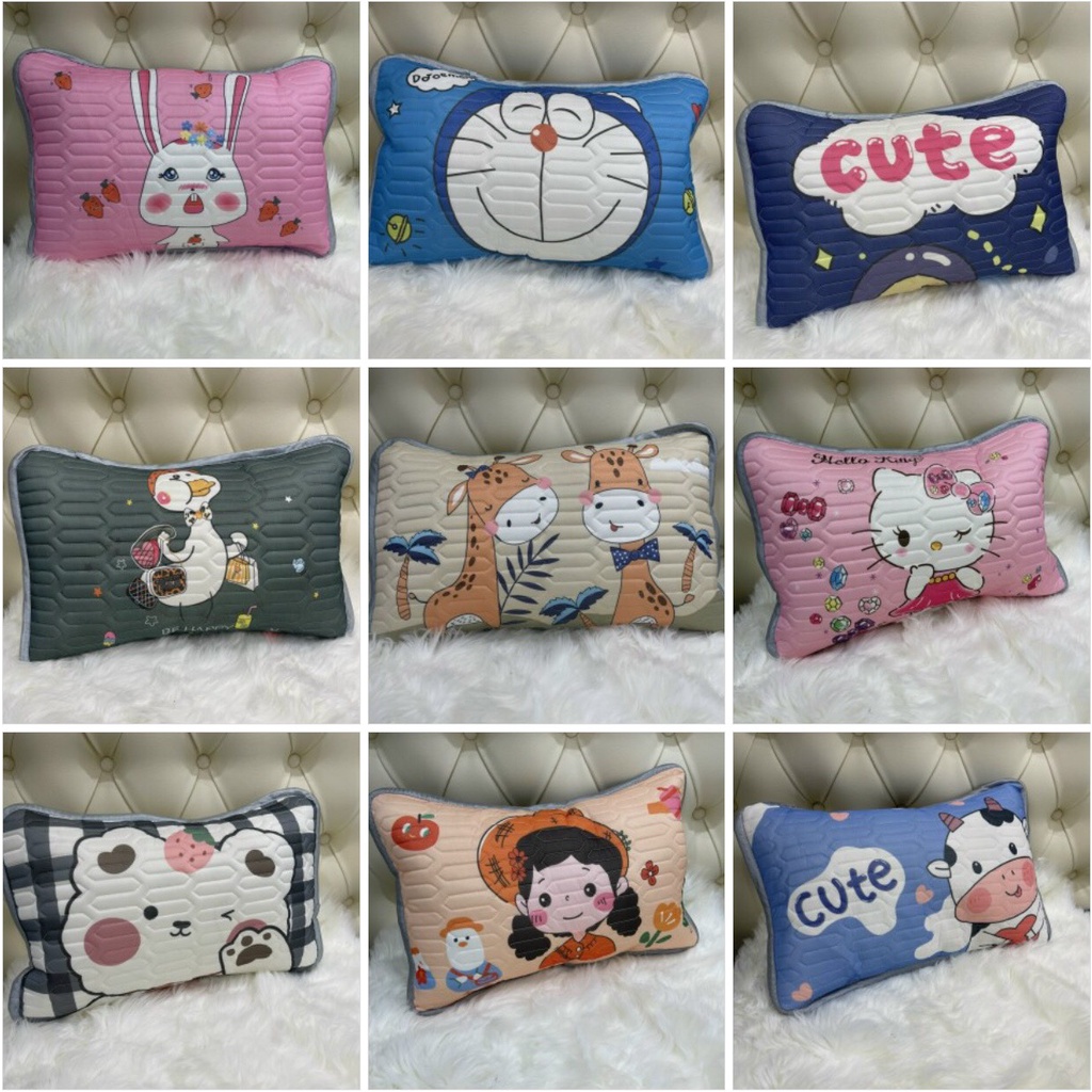 Gối điều hòa cao su non cho bé siêu xinh, gối cao su cho bé chất liệu tencel cao cấp cho bé từ 1 đến 8 tuổi kèm ruột gối