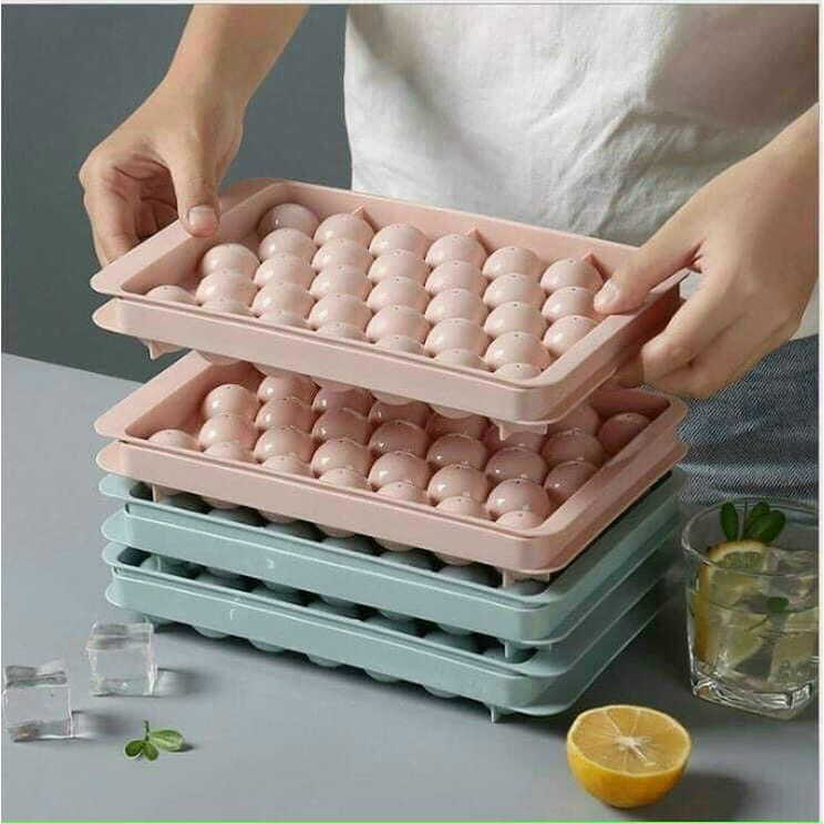 Khay Làm Đá Viên Hình Tổ Ong Độc Đáo Có Nắp Đậy Sạch Sẽ