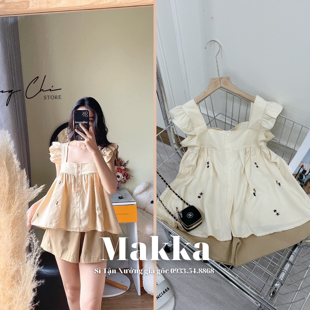 Set bộ cánh tiên thêu họa tiết nổi thời trang Makka Fashion bộ cánh tiên thêu ong 1911