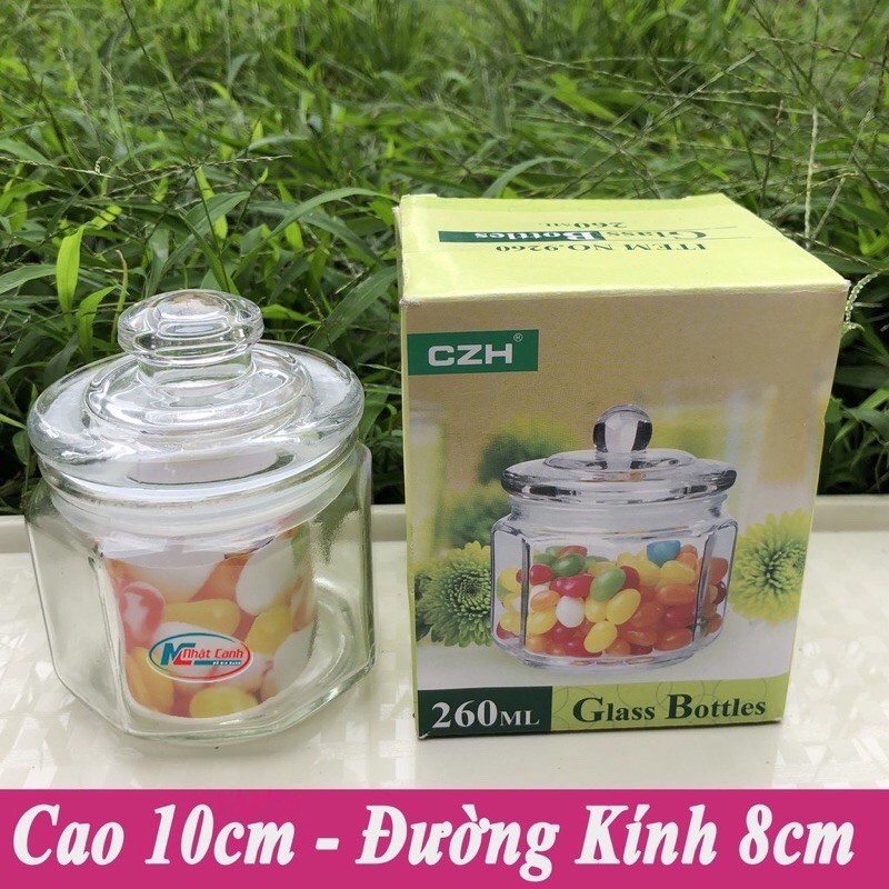 lọ thủy tinh hình trụ có giăng cao su đựng gia vị, hạt, đồ khô-TH