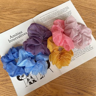 Scrunchies Vải Voan Kính Màu Trơn Trong Suốt Xinh Xắn - Dây Buộc Tóc Vải