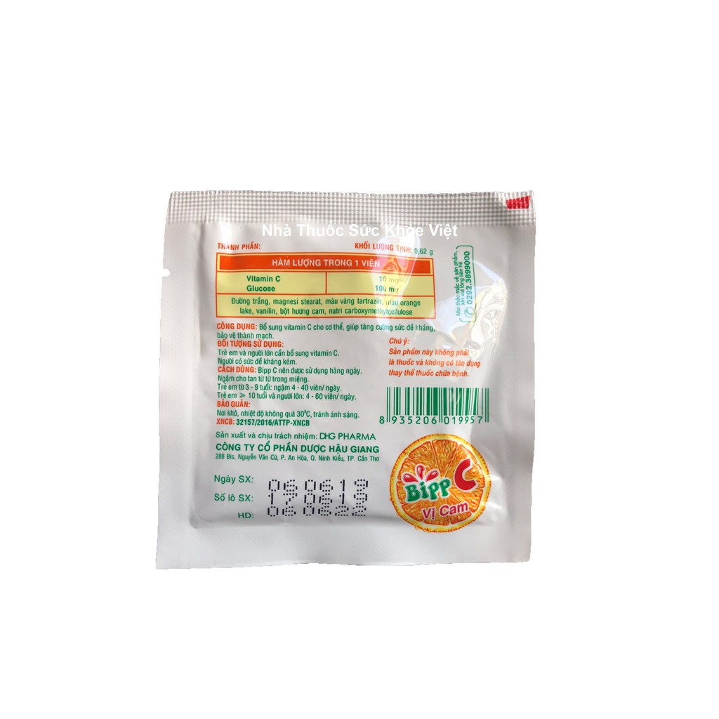 Kẹo ngậm Bipp C tăng sức đề kháng cho trẻ