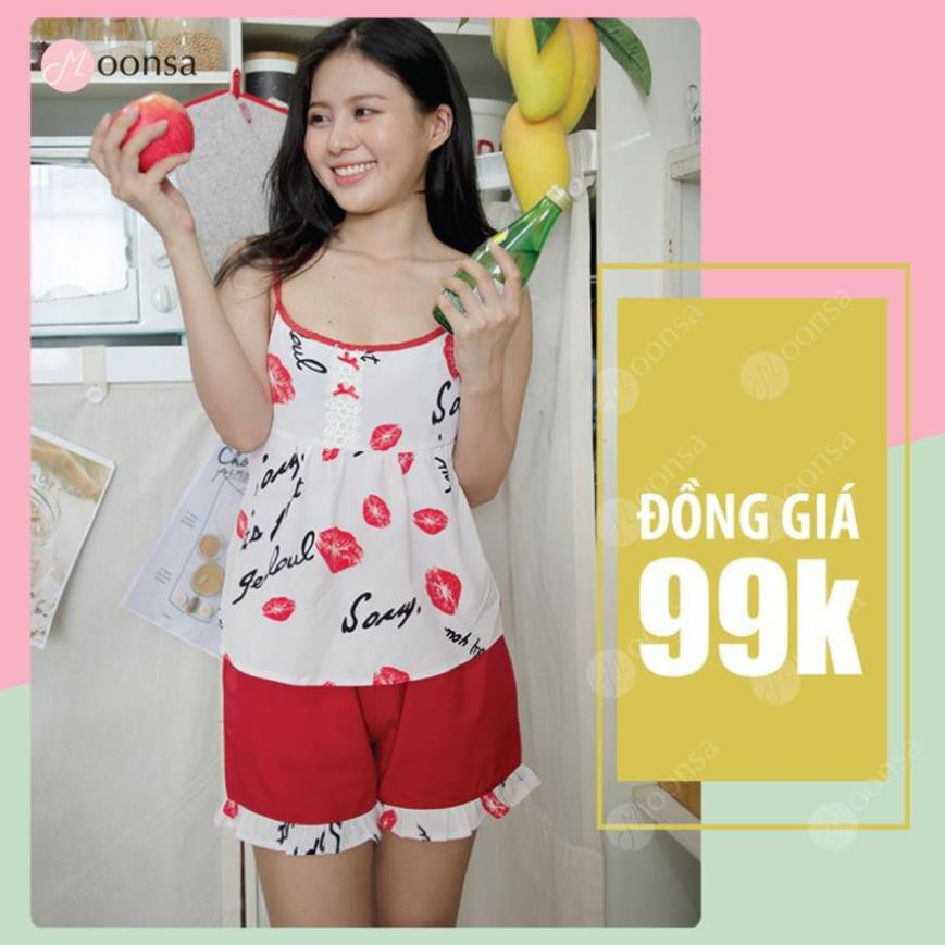 [Mã WARN30 hoàn 15% xu đơn 150k] Bộ đồ ngủ 2 dây dễ thương Bờ Môi Dịu Ngọt | BigBuy360 - bigbuy360.vn