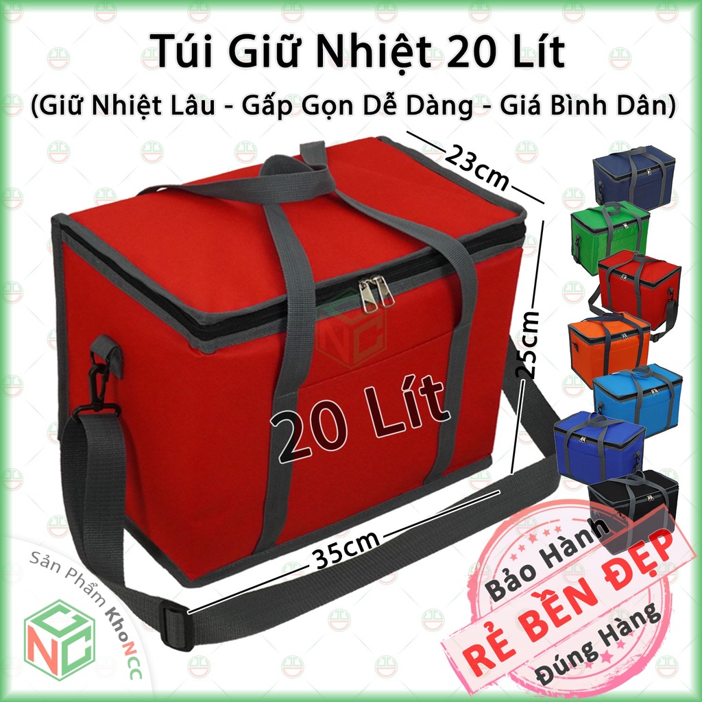 Túi Giao Hàng Giữ Nhiệt 20 Lít - Quai Xách Đeo Vai Dành Cho Shipper - Quán Hàng Ăn Uống - NKT-TGN-7033-20LRe-D