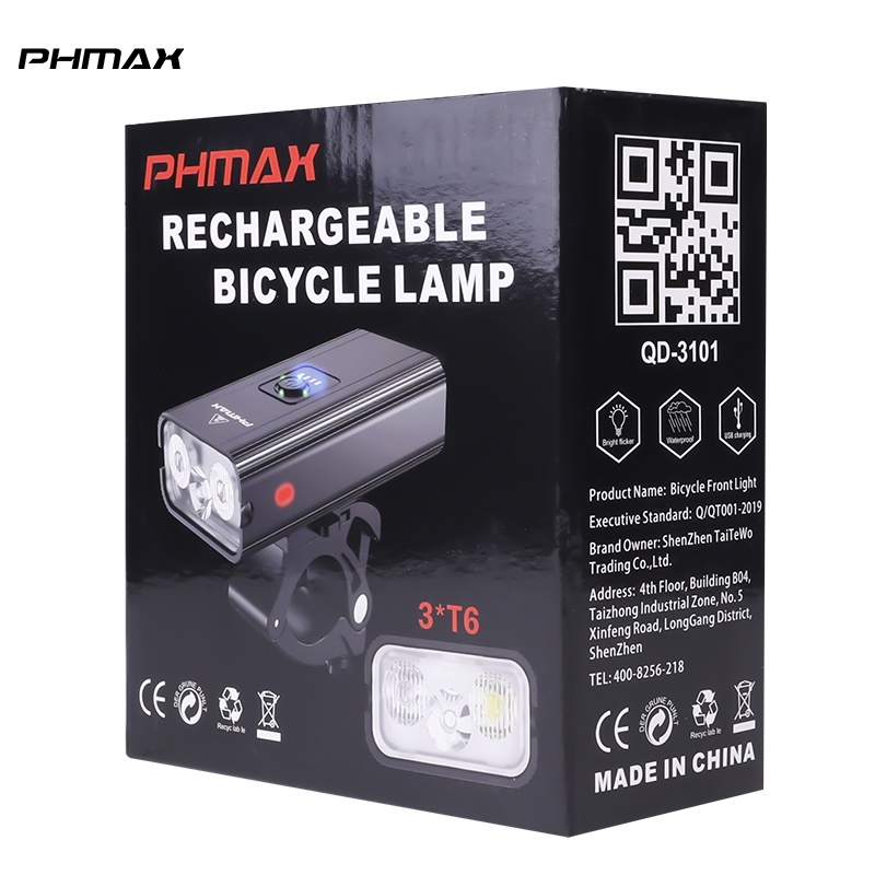 Đèn chiếu sáng ban đêm PHMAX gắn phía trước xe đạp kèm sạc usb tiện dụng