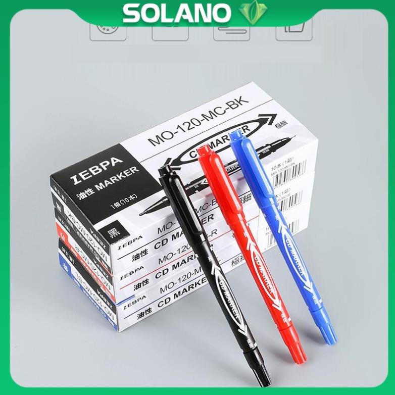 Bút dạ SOLANO Marker 2 đầu size bé bút lông dầu đánh dấu không trôi mực SP-001370