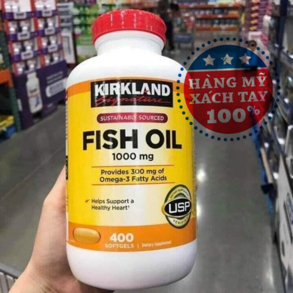 Viên Uống Dầu Cá omega 3 Fish Oil 1000mg 400 Viên Kirkland- Mỹ 08/2024