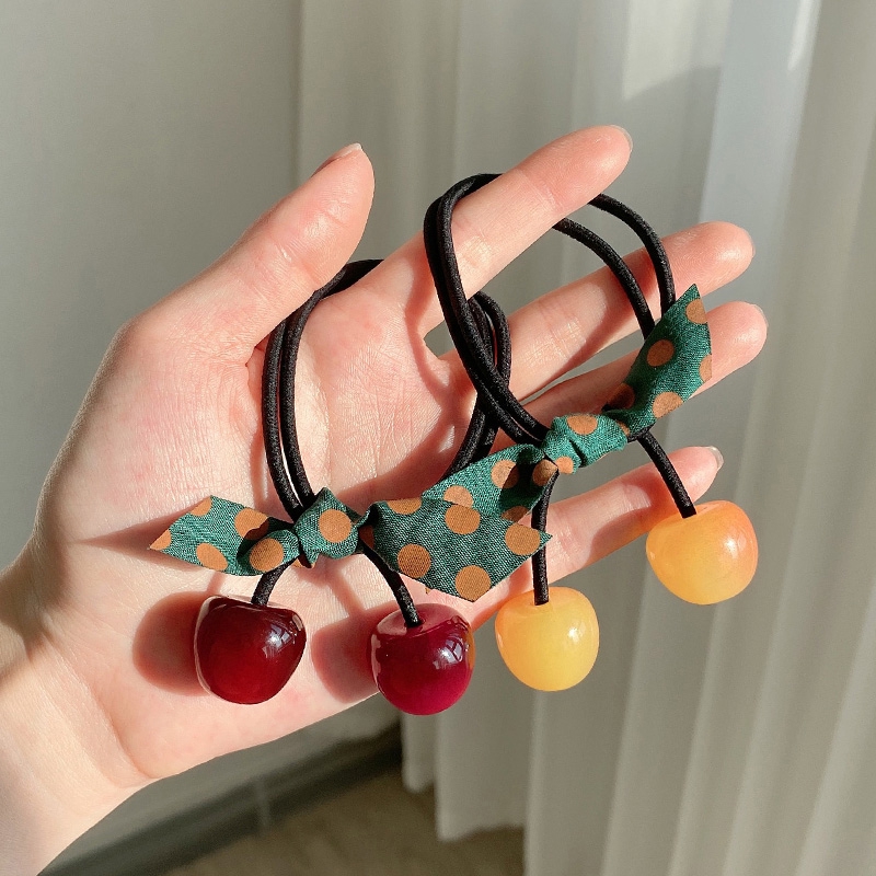 Dây Cột Tóc Cao Su In Họa Tiết Cherry Dễ Thương Thời Trang Cho Nữ
