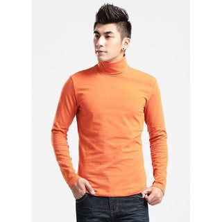 Áo thun cổ lọ tay dài nam màu cam - C01