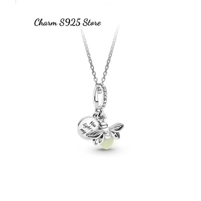 combo dây chuyền + 1 mặt charm pan đom đóm bạc s925 cao cấp