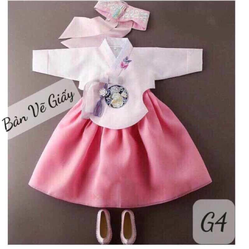 BẢN VẼ RẬP GIẤY (G4) TỰ MAY HANBOK BÉ GÁI (1-10 tuổi)