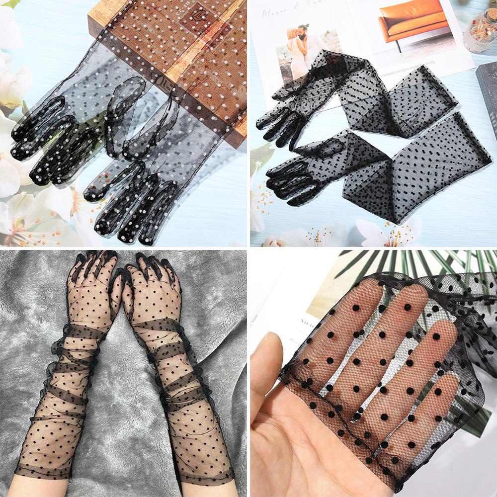 Găng Tay Vải Tuyn Dài Siêu Mỏng Co Giãn Bảo Vệ Toàn Diện Cho Nữ