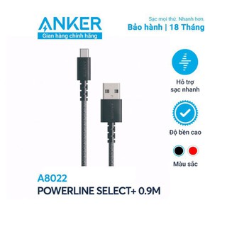 Cáp sạc type c anker powerline select+ usb-c ra usb 2.0 dài 0.9m hàng chính hãng- a8022,a8023
