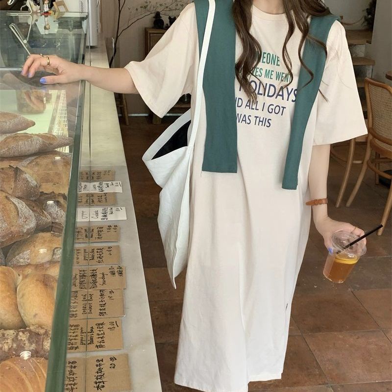 Jiashucheng Áo Thun Tay Ngắn Dáng Rộng In Chữ Phong Cách Harajuku Hàn Quốc Dễ Phối Đồ Mi