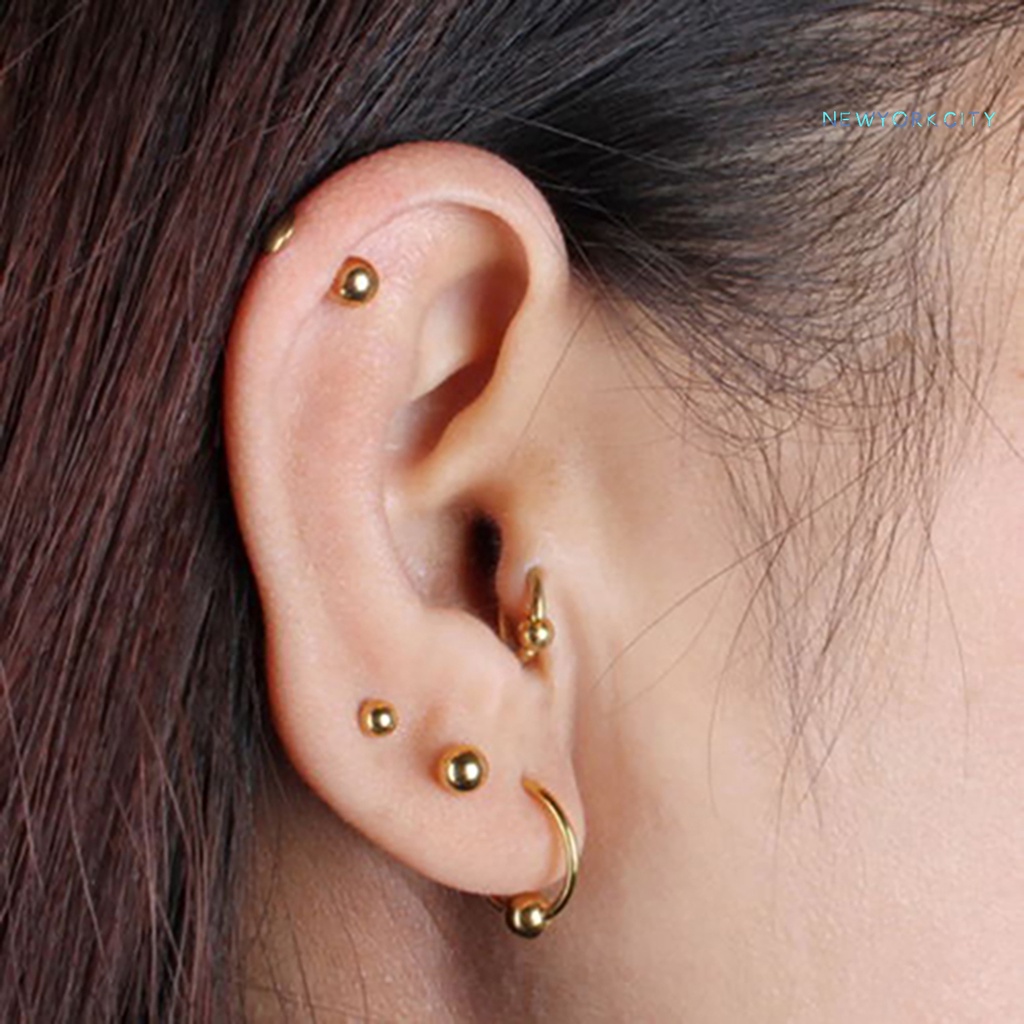 Khuyên Tai Hình Thanh Tạ Đơn Giản Dễ Phối Đồ Bằng Thép Titanium Cho Nữ
