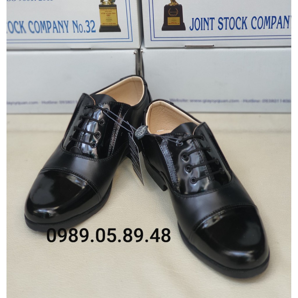 Giày da nam công sở chất liệu da bò có điểm nhấn da bóng - Giày tây nam đế cao su có khâu đế chắc chắn màu đen Mã 28CA