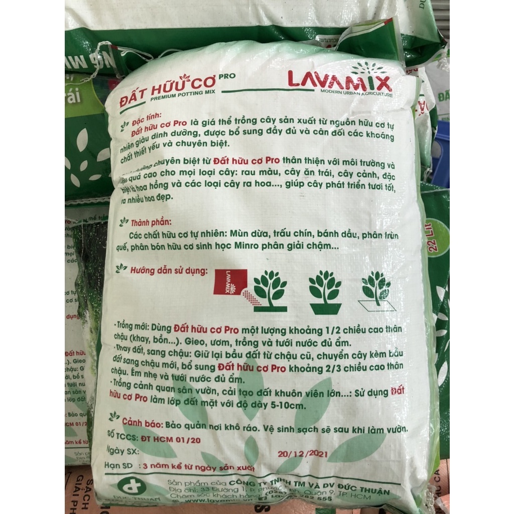 ĐẤT HỮU CƠ TRỒNG RAU TRÔNG HOA LAVAMIX PRO 22 LIT, giá thể dinh dưỡng trồng cây tiện lợi