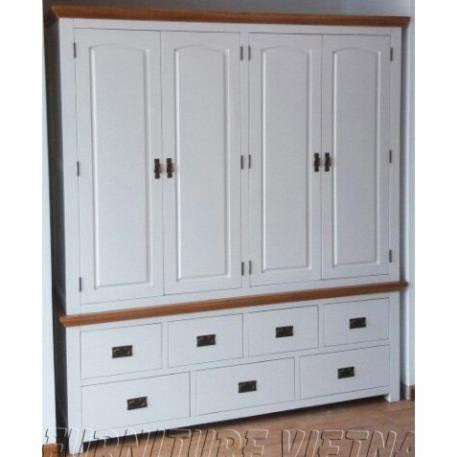 tủ áo 4 buồng gỗ sồi Mỹ sơn trắng 1m8 | BigBuy360 - bigbuy360.vn