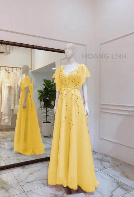 Đầm maxi dạ hội tay loe kèm ảnh thật