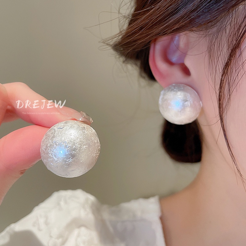 DREJEW Bông Tai Mạ Bạc Đính Ngọc Trai Phong Cách Pháp Cổ Điển Thời Trang Sang Trọng Cho Nữ