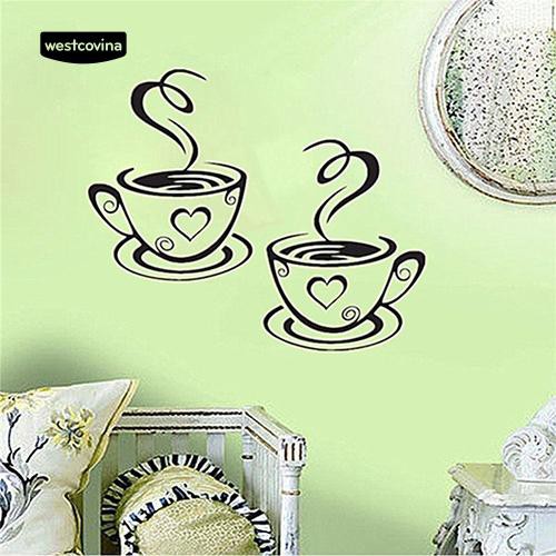 Nhãn dán tường hình tách cà phê độc đáo