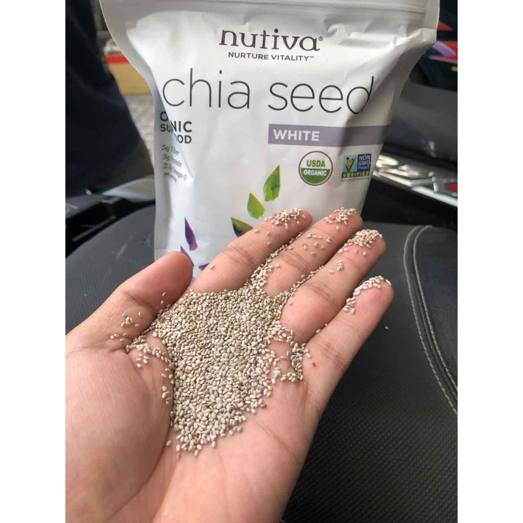 Chia Trắng Nutiva Xách Tay Mỹ Organic 💝FREESHIP💝 Nutiva White Chia Seed Hữu Cơ 343g Hàng Date Mới Liên Tục