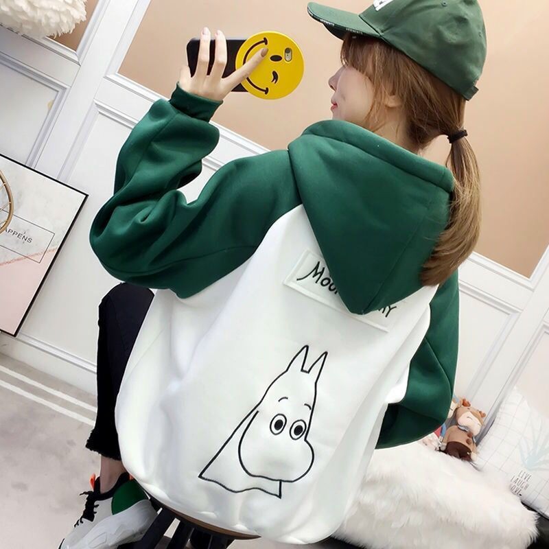 Áo Nỉ Bông Hoodie Nữ in Hoạt Hình Con Ngựa Phối Màu Cực Xinh .XTTT