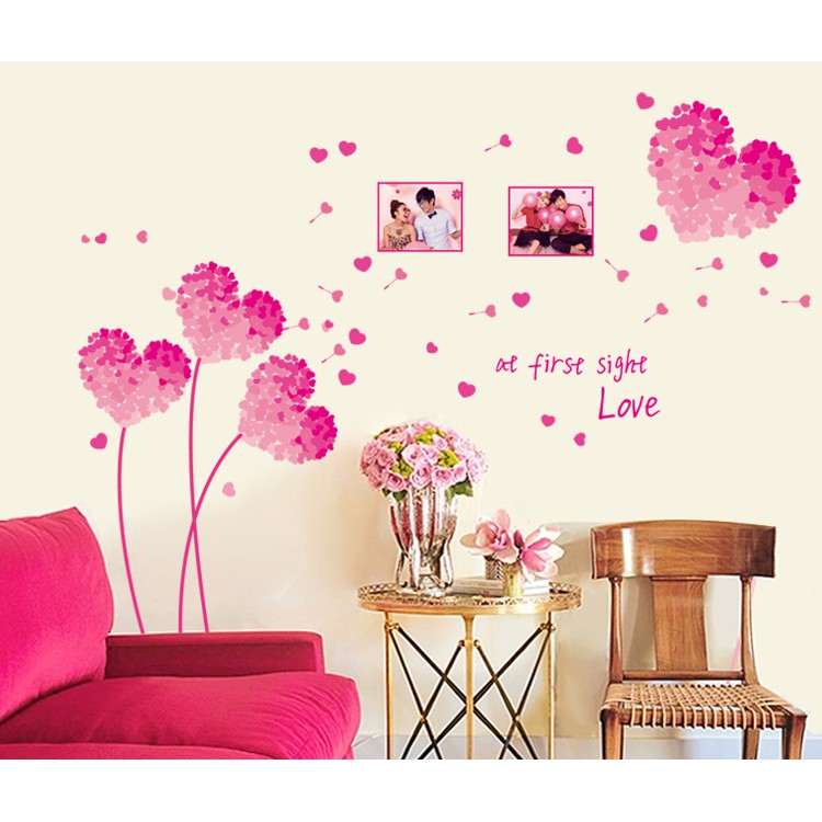 Decal dán tường PINK HEART AY9273