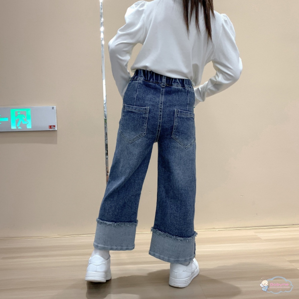 Quần Jean Dài Thêu Họa Tiết Kiểu Hàn Quốc Thiết Kế Thoải Mái Cho Bé Gái