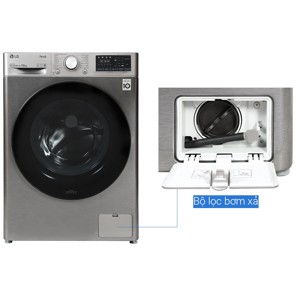 Máy giặt LG Inverter 10 kg FV1410S4P Mẫu năm 2021 Động Cơ Truyền động trực tiếp - Điện Máy Kho Rẻ