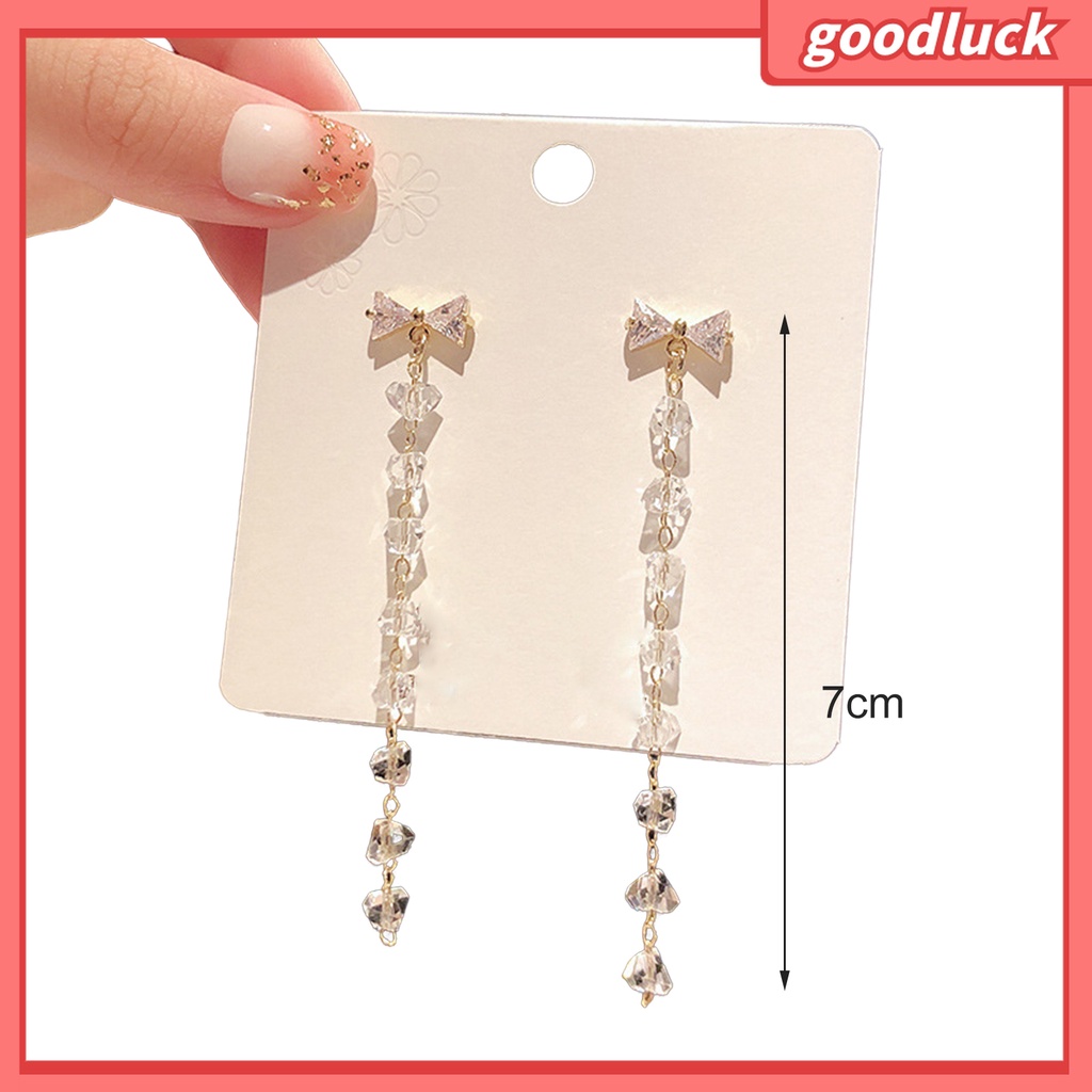 Goodluck| 1 Đôi Khuyên Tai Dài Thắt Nơ Tua Rua Đính Ngọc Trai Giả Vintage Làm Quà Tặng Sinh Nhật