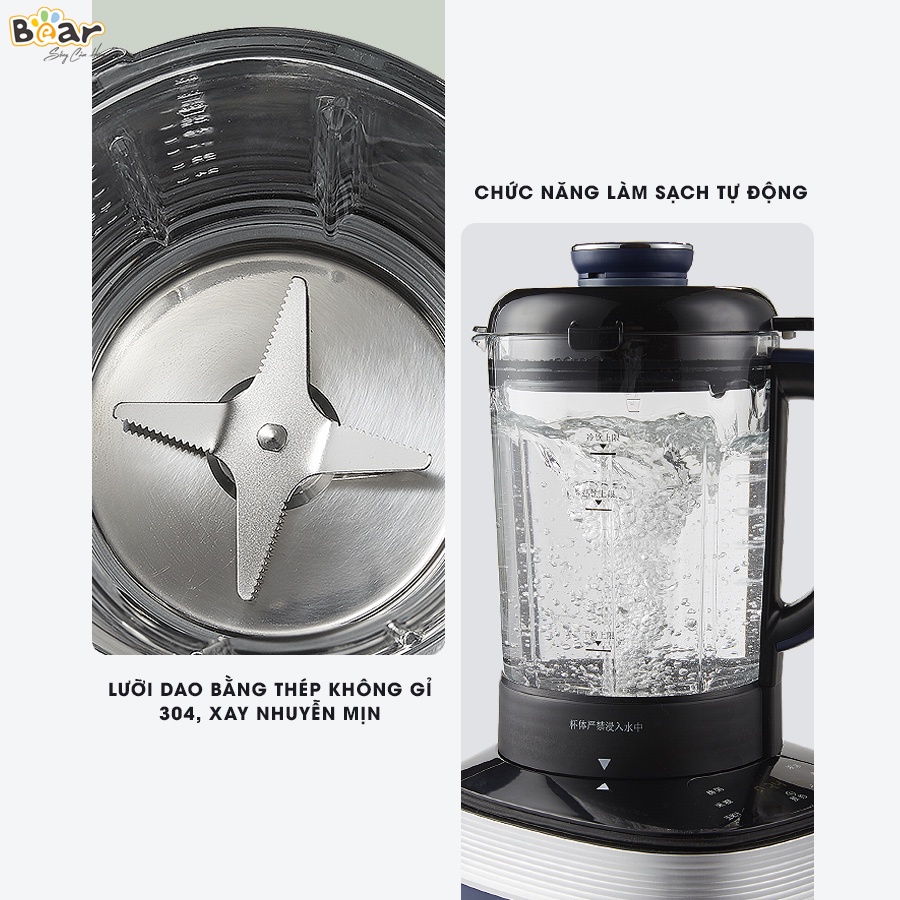 Máy làm sữa hạt Bear 1.L chống ồn cao cấp, Xay nấu sữa hạt, Xay sinh tố đa năng, HomeMart – Hàng chính hãng BH 18 tháng