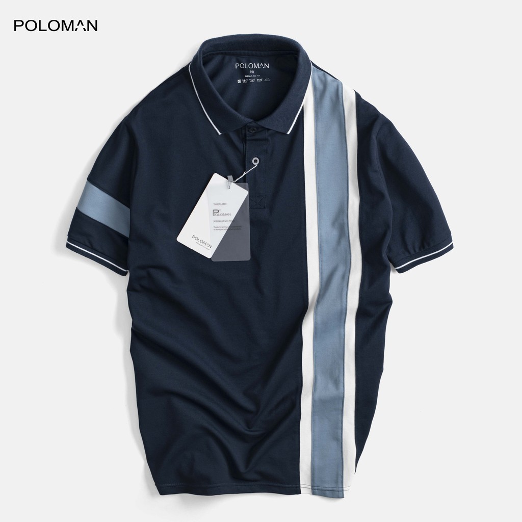 Áo Polo nam cổ bẻ phối UZA vải cá sấu Cotton xuất xịn,chuẩn form,sang trọng-lịch lãm màu XANH P45 - POLOMAN | BigBuy360 - bigbuy360.vn