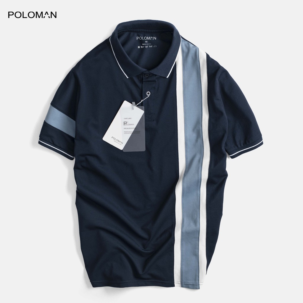 Áo Polo nam cổ bẻ phối UZA vải cá sấu Cotton xuất xịn,chuẩn form,sang trọng-lịch lãm màu XANH P45 - POLOMAN