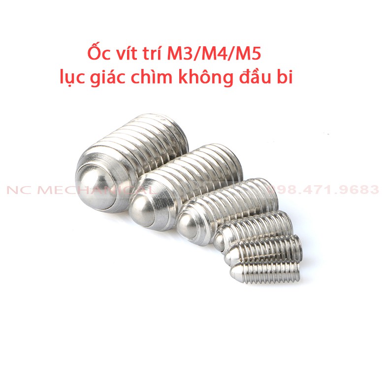 Ốc vít trí Inox 304  M3/M4/M5 lục giác chìm không đầu bi