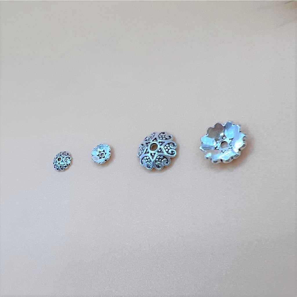 Charm ốp hạt bạc thái hình 6 trái tim - Charm Bạc 925 - Mã CA073