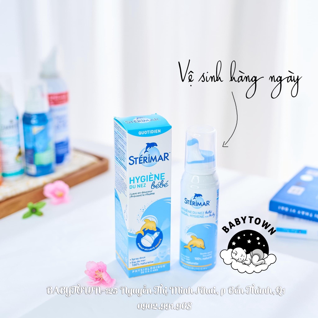 Xịt muối biển Sterimar cá heo vàng và cá heo cam vệ sinh Pháp 100ml