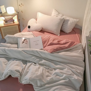 Trọn Bộ Chăn Drap/Ga Trải Giường Cotton Màu Mềm Mịn, Thấm Hút Mồ Hôi Màu TRẮNG HỒNG
