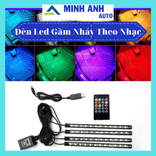 Đèn led gầm ghế oto cảm biến đổi màu theo nhạc, có điều khiển