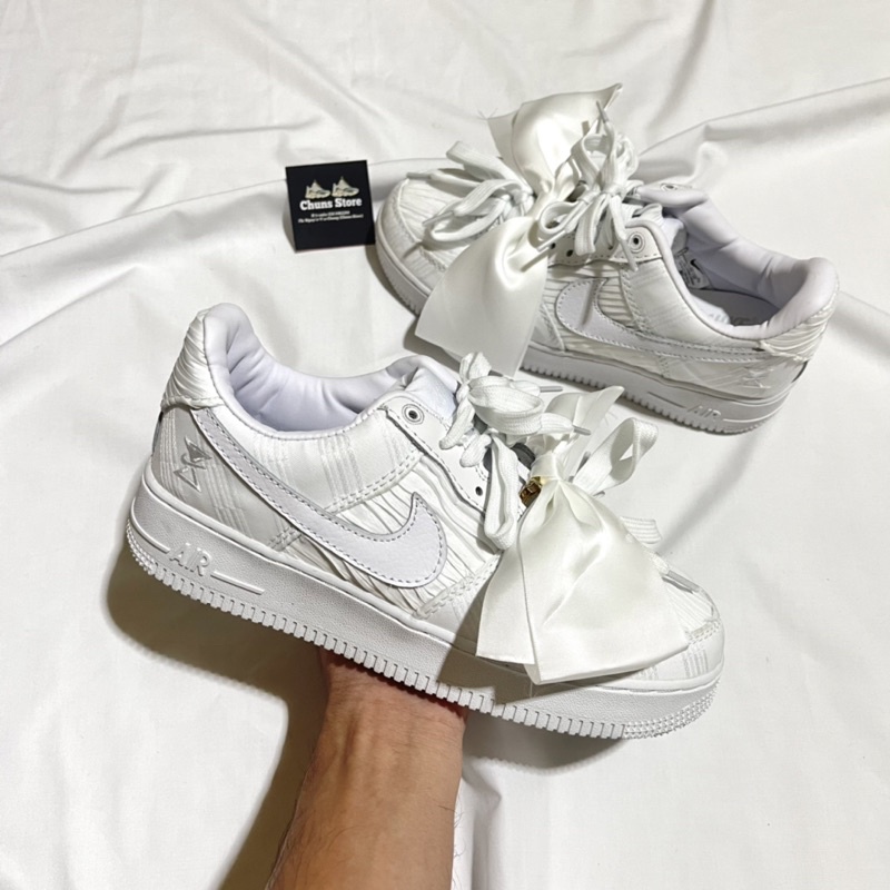 giày AF1 trắng full thắt nơ nữ xinh xắn, giày AIR force 1 trắng Classic 2022 nơ cao cấp