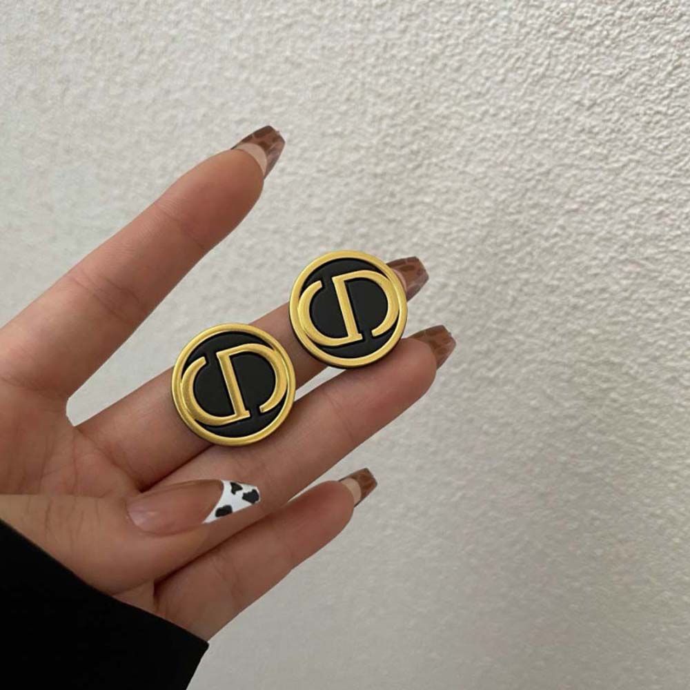 Bông tai hình chữ D bằng hợp kim phong cách Hàn Quốc thời trang cho nữ VANES1