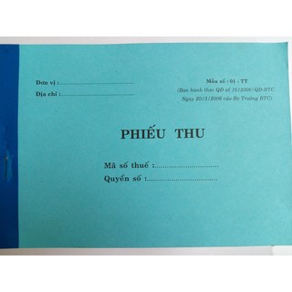 PHIẾU THU 2 LIÊN GIẤY CACBON 13X19 - 100