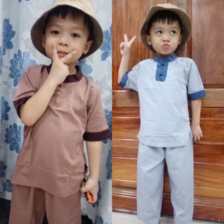 Đồ Lam Đi Chùa# 2Nút Phối Cho Bé Iu