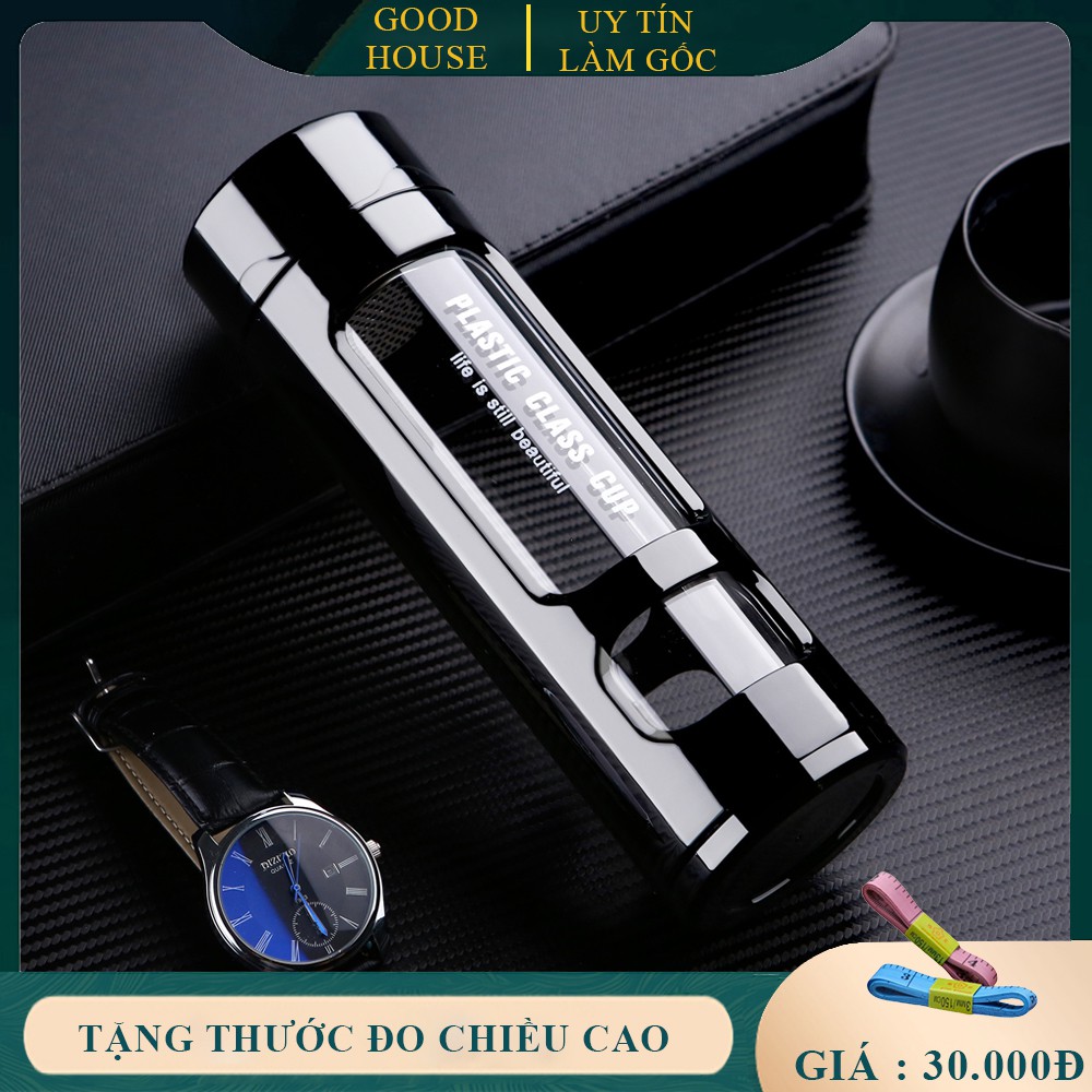Bình nước thể thao 2 lớp lõi thủy tinh cao cấp chống va đập 360ml, tiện lợi khi tập thể thao, du lịch